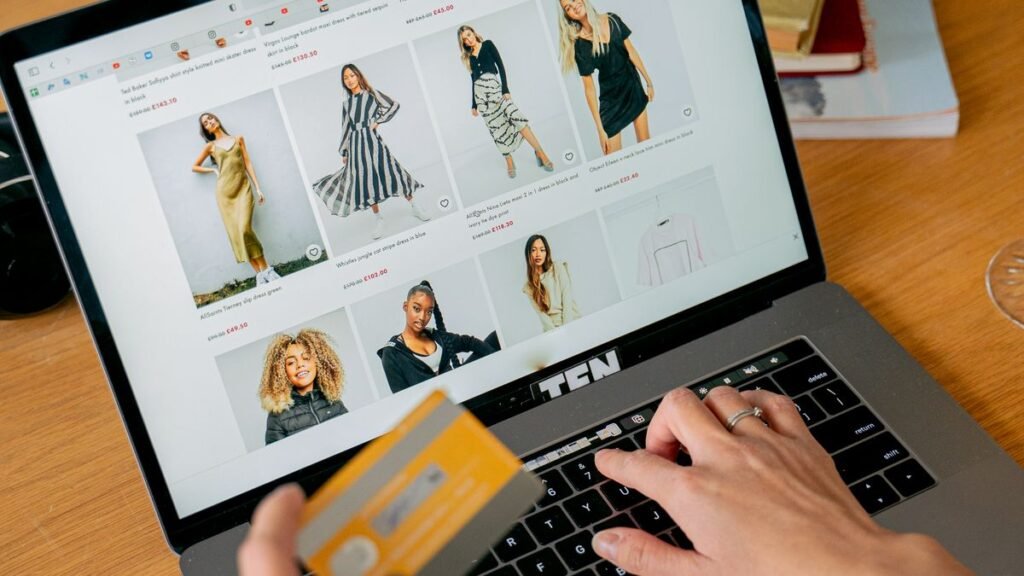 Online shopping on a laptop