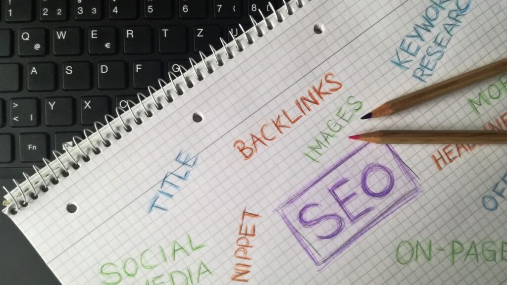 Search engine optimisation on laptop