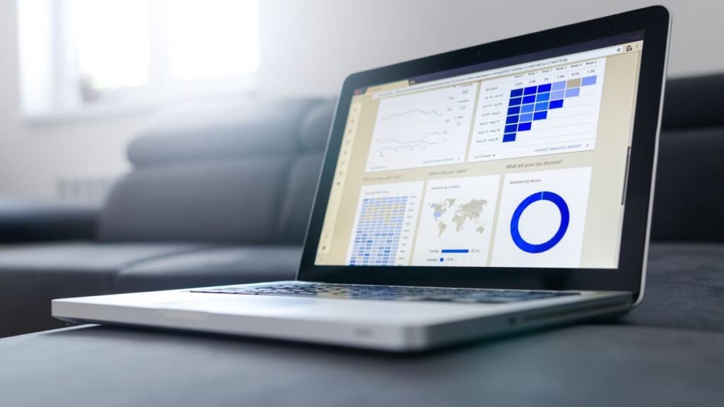 SEO analytics dashboard on laptop