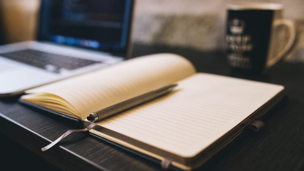 Writing SEO content at a desk