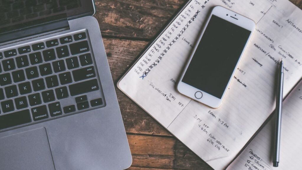 Writing SEO content at a desk