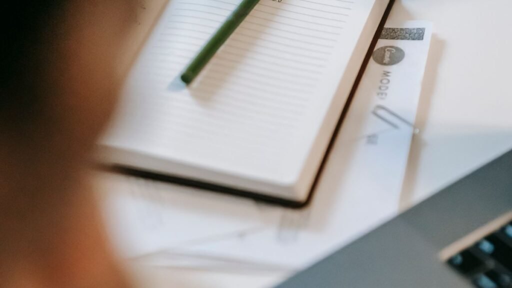 Writing SEO content at a desk