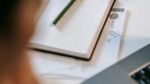 Writing SEO content at a desk