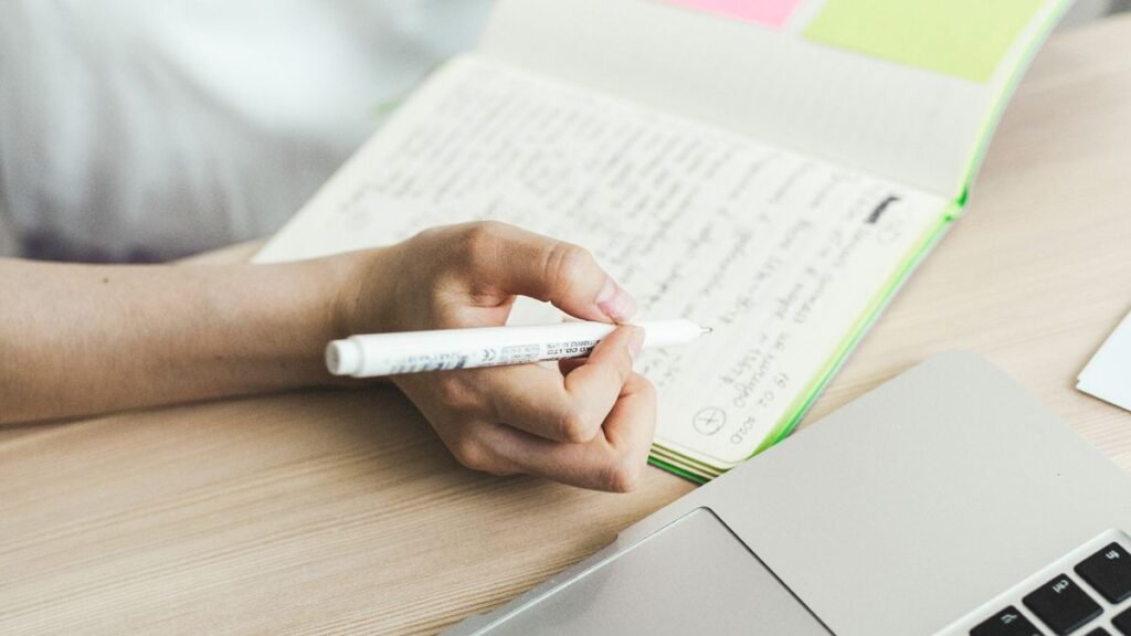 Writing SEO content at a desk