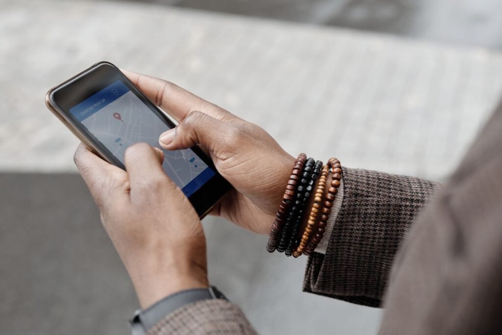 Smartphone showing Google Maps ranking beauty wellness singapore search results with pinned salons
