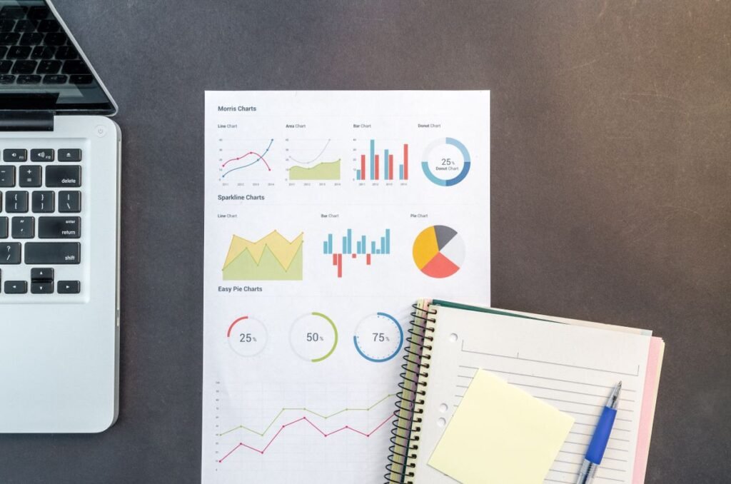 Notebook and charts used for best keywords construction seo singapore research