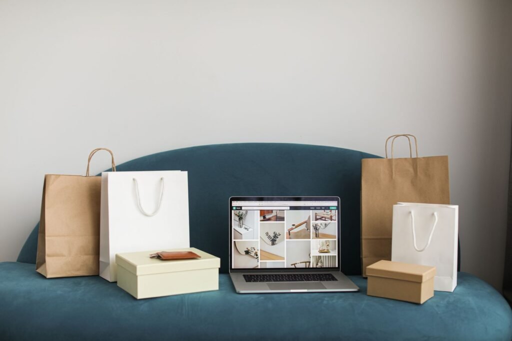 Laptop showing an online store dashboard as part of an ecommerce seo guide singapore walkthrough