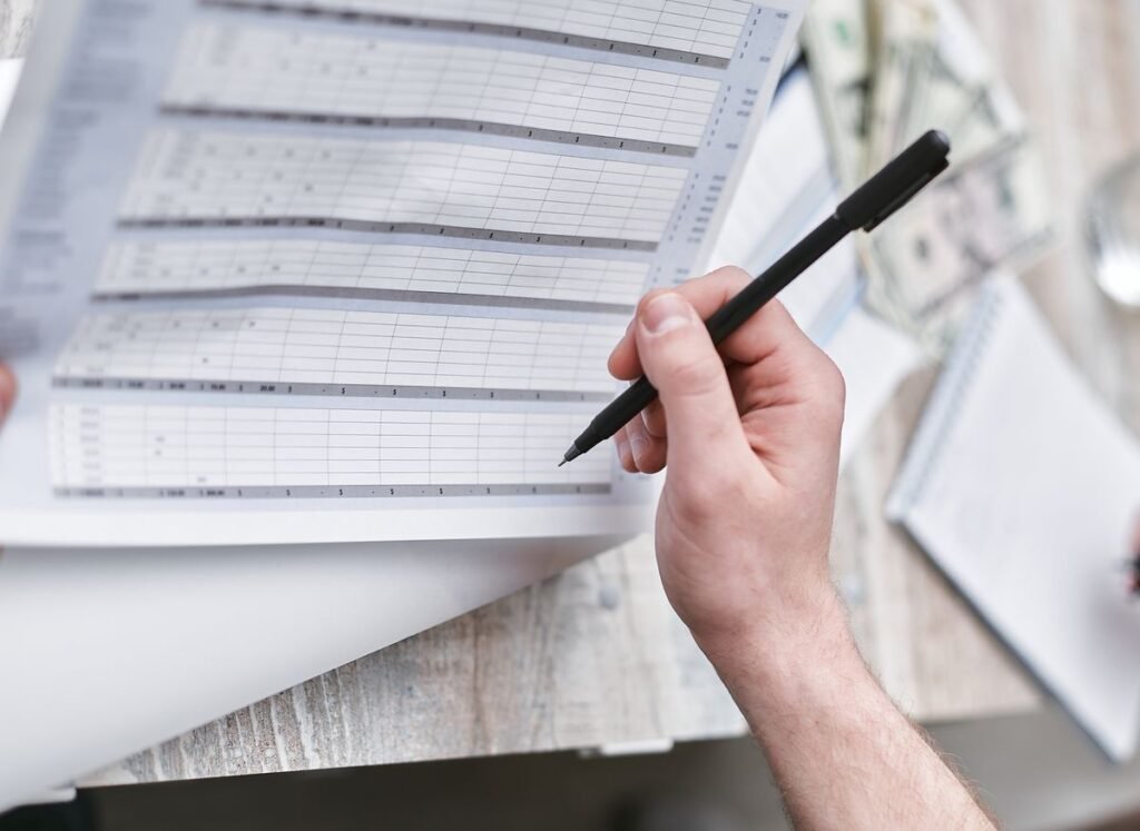 Rows of tabular data worked through by hand, as when building a backlink database