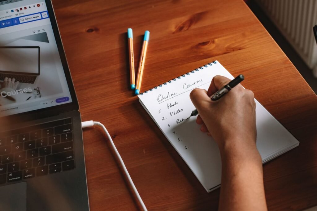 Researcher running a backlink search using search operators and a prospect spreadsheet