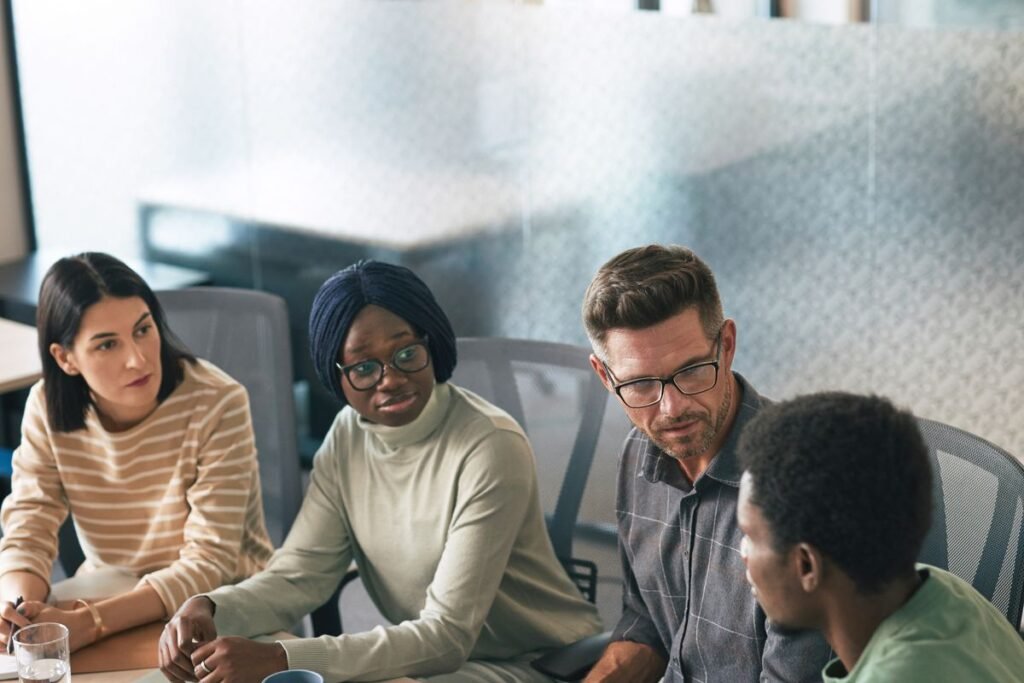 A marketing team reviewing campaign results together, as in a digital pr agency engagement