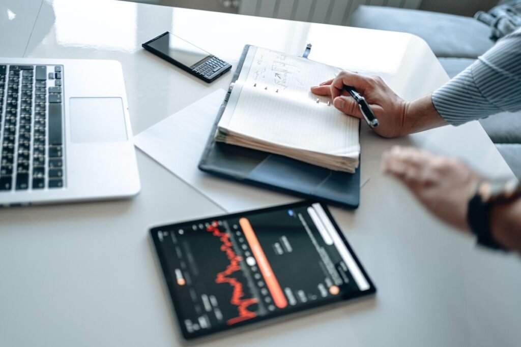 Marketing manager in Singapore reviewing output from seo ai tools against handwritten corrections